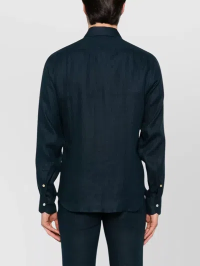 Kiton Collared Shirt With Pockets And Long Sleeves In Blue