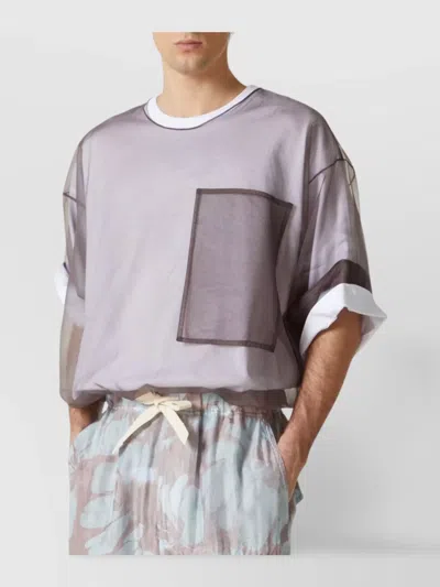Dries Van Noten Men Semi-sheer Layered T-shirt In Brown
