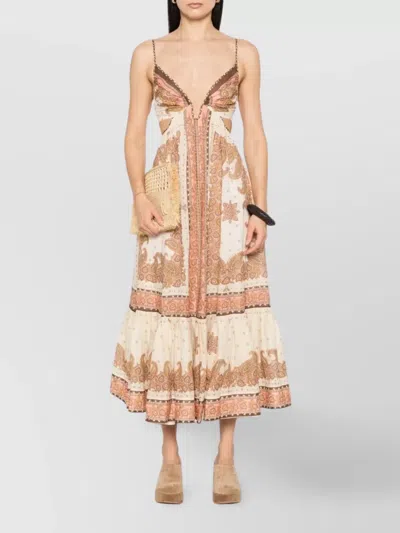 Zimmermann Maxine Plunge Maxi Dress In Beige