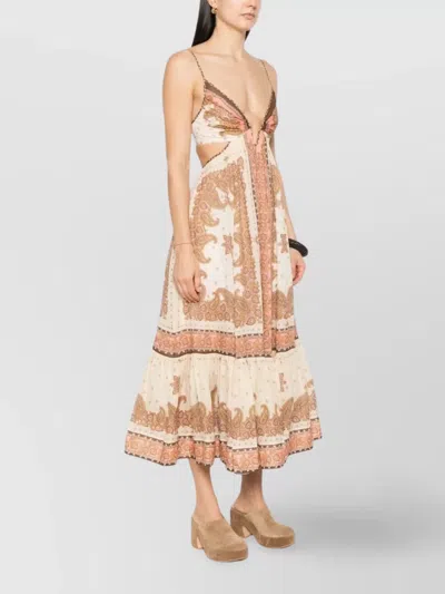 Zimmermann Maxine Plunge Maxi Dress In Beige
