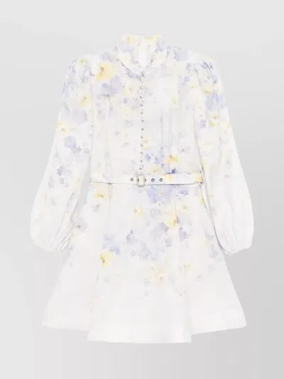 Zimmermann Crush Buttoned Mini Dress In Multi