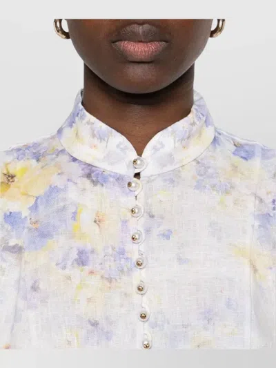 Zimmermann Crush Buttoned Mini Dress In Multi