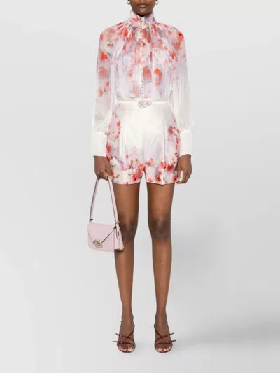 Zimmermann Crush Printed Viscose Shirt In Pink