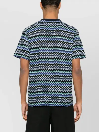Missoni Chevron Zigzag Crew Neck T-shirt In Blue