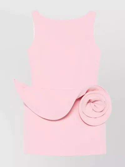 Magda Butrym Boat Neck Floral Applique Dress In Pink