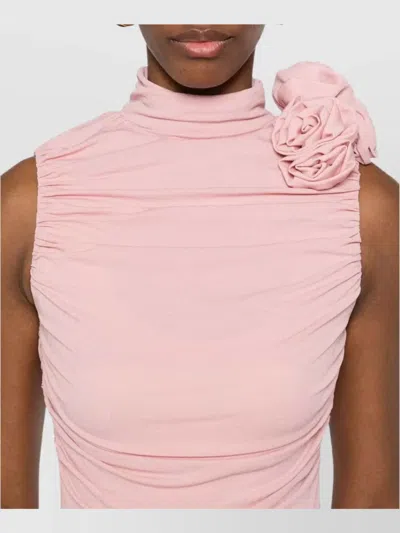 Magda Butrym Ruched Mock Neck Midi Dress In Pink