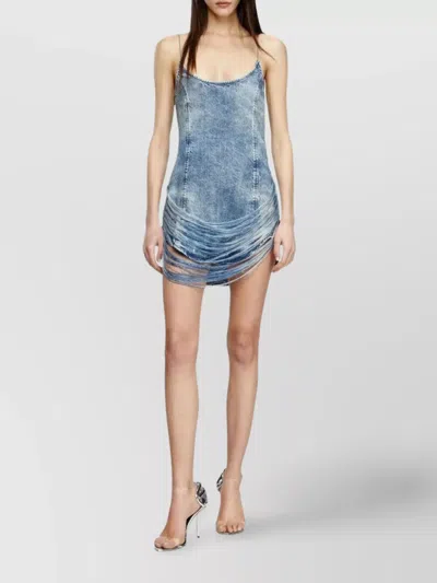 Diesel Sleek Fitted Dress With Gathered Hem Detail In Blue