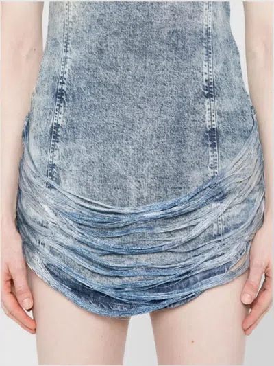 Diesel Sleek Fitted Dress With Gathered Hem Detail In Blue