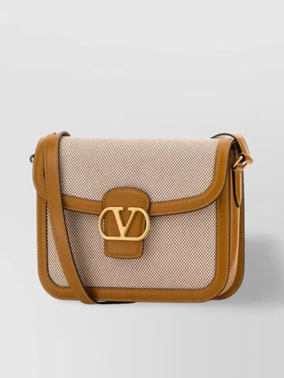 Valentino Garavani Men Two-tone Canvas And Leather 9to5 Shoulder Bag In Beige