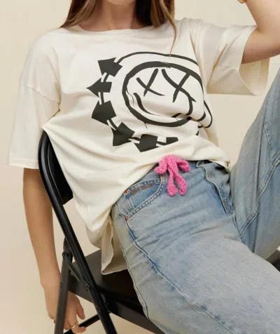 Daydreamer Blink 182 Smiley Merch Tee In Stone Vintage In White
