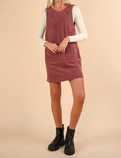Very J Corduroy Low Back Mini Dress In Mauve In Multi