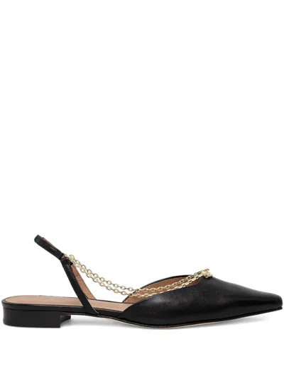 Hugo Boss Charlize Chain-embellished Slingback Flats In Black