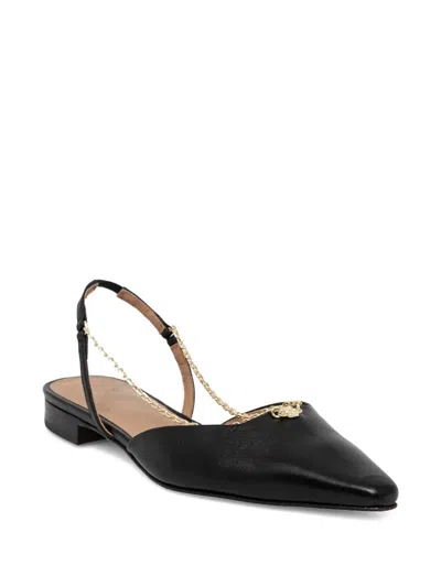 Hugo Boss Charlize Chain-embellished Slingback Flats In Black
