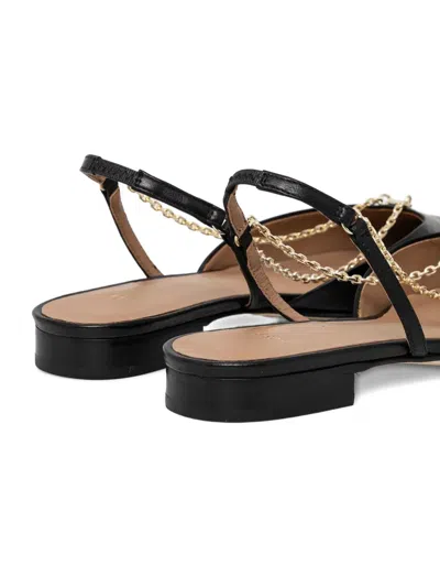 Hugo Boss Charlize Chain-embellished Slingback Flats In Black