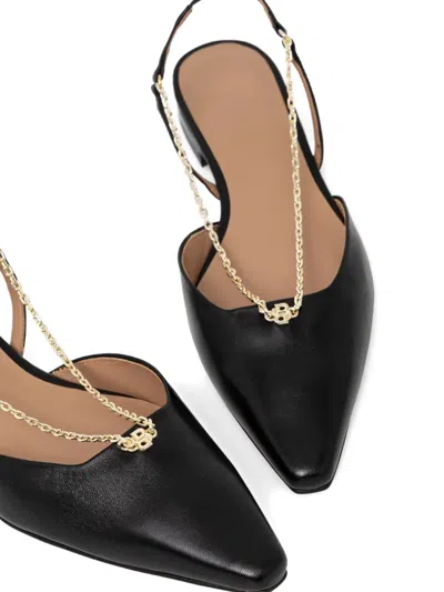 Hugo Boss Charlize Chain-embellished Slingback Flats In Black