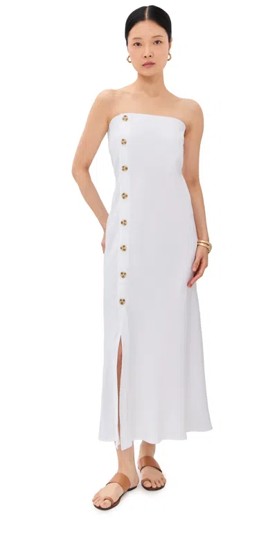 Le Bop Strapless Button Maxi Dress White In White