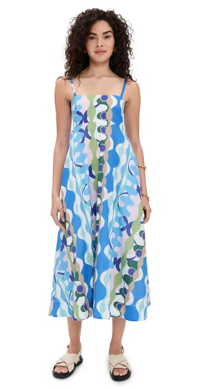 De Loreta Veracruz Spaghetti Strap Cotton Midi Sundress In Copa