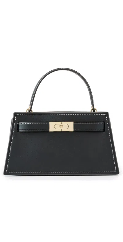 Tory Burch Petite Lee Radziwill Leather Top Handle Bag In Black