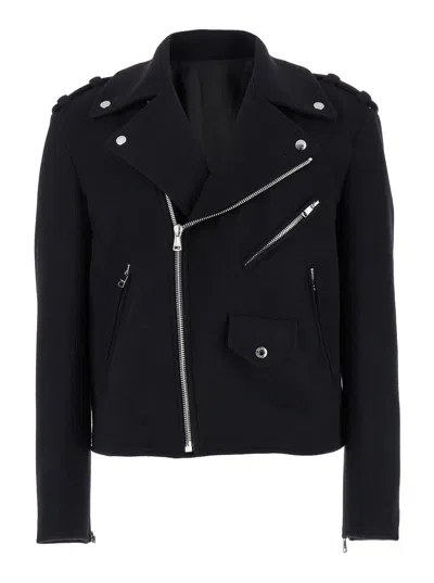 Balmain Wool Felt Biker Jacket In In Black