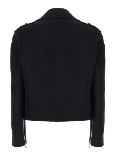 Balmain Wool Felt Biker Jacket In In Black