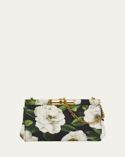 Dolce & Gabbana Marlene Small Flower-print Clutch Bag In Gardenia F.black
