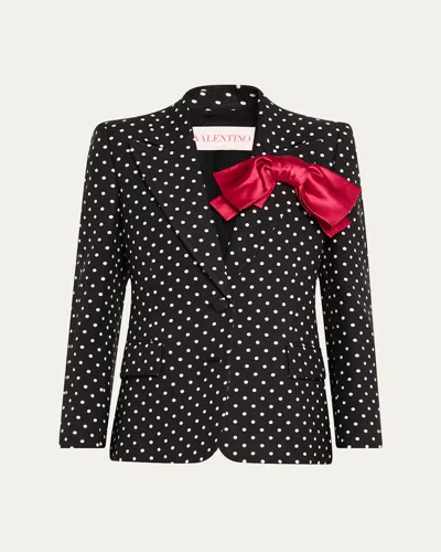 Valentino Supergran Polka Dots Blazer With Bow In Black