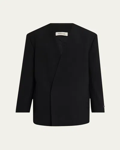 Fear Of God Black Double-breasted Jacket In Virgin Wool