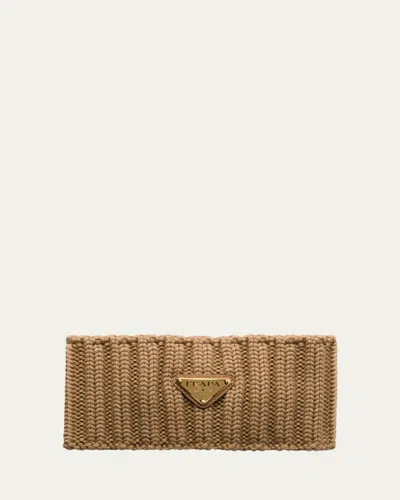Prada Knit Virgin Wool Headband In F0040 Cammello