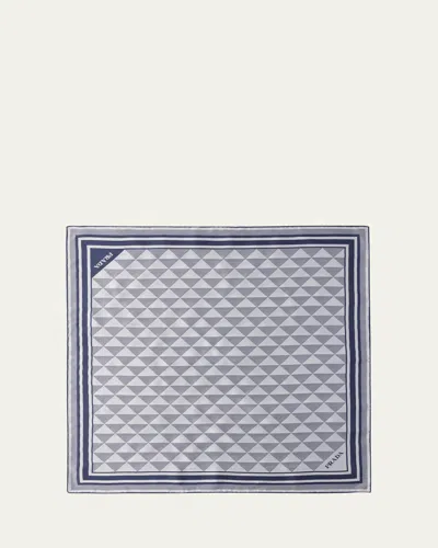 Prada Triangle-print Silk Scarf In F0hdt Baltico Talco