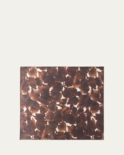 Prada Floral-print Silk Scarf In F080j Moro Bianco