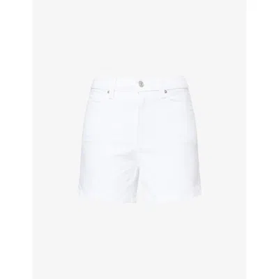 Paige Dani High Rise Denim Shorts In Aniyah Distressed In Crisp White