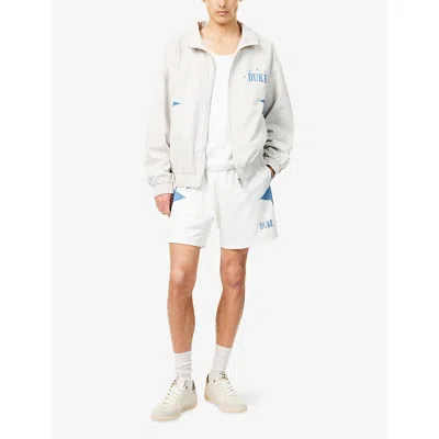 Duke & Dexter Mens Printed Drawstring Woven Shorts White In White