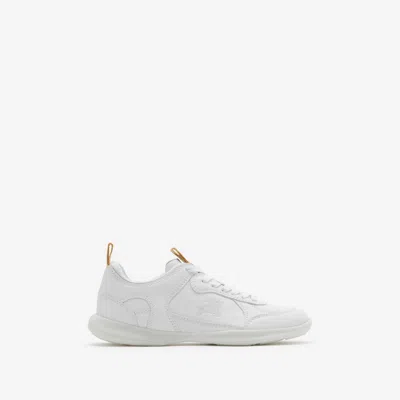 Burberry Blade Check Leather Trainer Sneakers In White