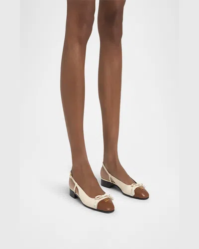 Valentino Slingback Ballerina 25mmm In Butter White Tabacco