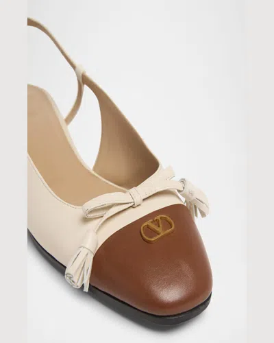 Valentino Slingback Ballerina 25mmm In Butter White Tabacco