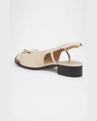 Valentino Slingback Ballerina 25mmm In Butter White Tabacco