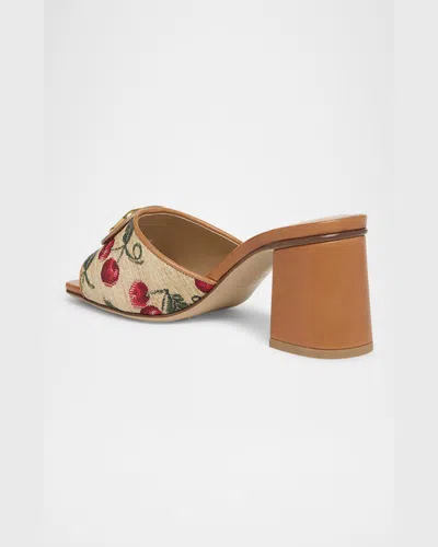 Valentino Garavani Valentino Vlogo Signature 60 Cherryfic Leather-trim Sandal In 32h Naturale/rosso