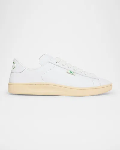 Valentino Garavani Men's Royco V Logo Calfskin Low-top Sneakers In White
