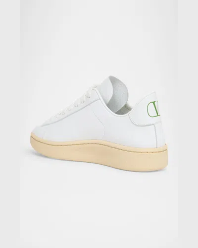 Valentino Garavani Men's Royco V Logo Calfskin Low-top Sneakers In White