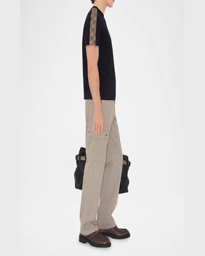 Burberry Ekd T-shirt With Check-inserts In Black