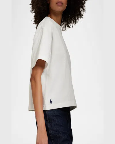 Polo Ralph Lauren Cotton Jersey Cropped Crewneck Tee In White