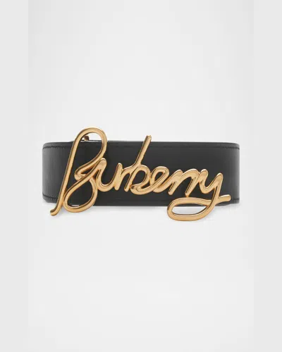 Burberry Reversible Check Belt In Sand Check Black