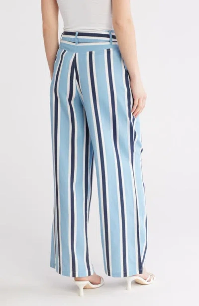 Love By Design April High Waist Wide Leg Pants In Chambray Stripe