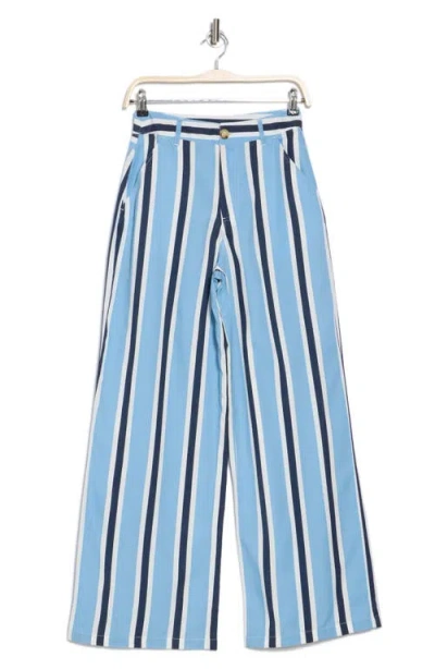 Love By Design April High Waist Wide Leg Pants In Chambray Stripe