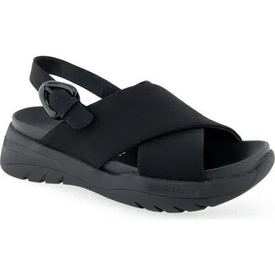 Aerosoles Harlow Platform Sandal In Black Gabardine Fabric