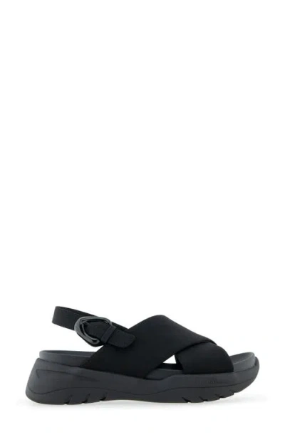 Aerosoles Harlow Platform Sandal In Black Gabardine Fabric