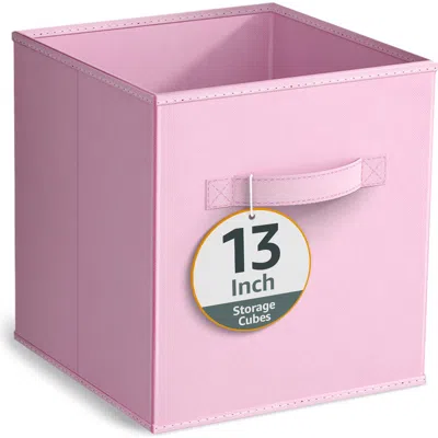 Sorbus Large Collapsible Storage Cube In Pastel Pink