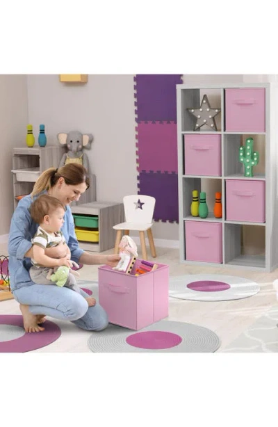 Sorbus Large Collapsible Storage Cube In Pastel Pink