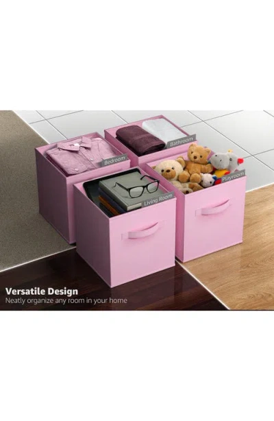 Sorbus Large Collapsible Storage Cube In Pastel Pink