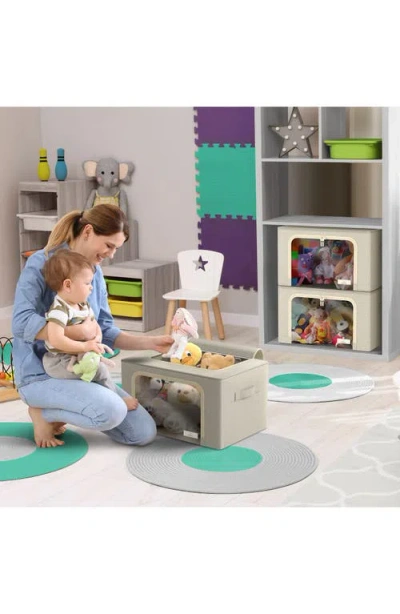 Sorbus Storage Bins With Metal Frame In Beige